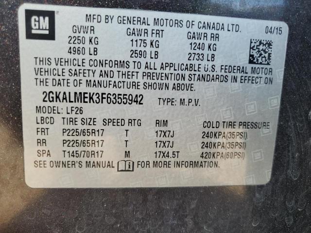 Photo 10 from auction – 2015 GMC TERRAIN SL with VIN 2GKALMEK3F6355942