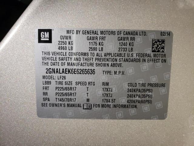 Photo 10 from auction – 2014 CHEVROLET EQUINOX LS with VIN 2GNALAEK6E6265636