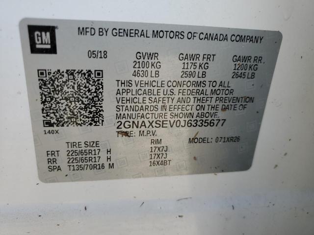 Photo 10 from auction – 2018 CHEVROLET EQUINOX LT with VIN 2GNAXSEV0J6335677