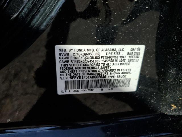 Photo 10 from auction – 2010 HONDA RIDGELINE with VIN 5FPYK1F51AB002646