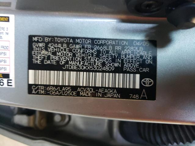 Photo 10 from auction – 2005 TOYOTA CAMRY LE with VIN JTDBE30KX53024809