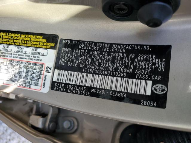 Photo 10 from auction – 2006 TOYOTA CAMRY LE with VIN 4T1BF30K46U119385