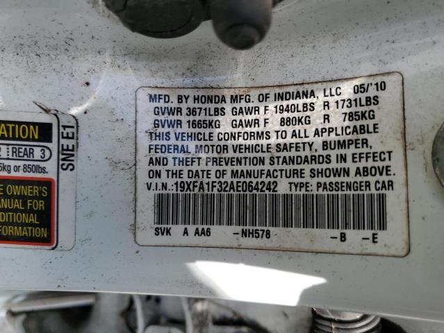 Photo 10 from auction – 2010 HONDA CIVIC VP with VIN 19XFA1F32AE064242