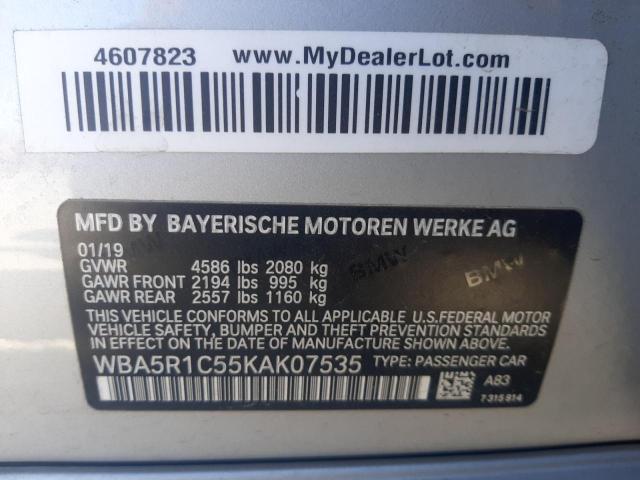 Photo 10 from auction – 2019 BMW 330I with VIN WBA5R1C55KAK07535