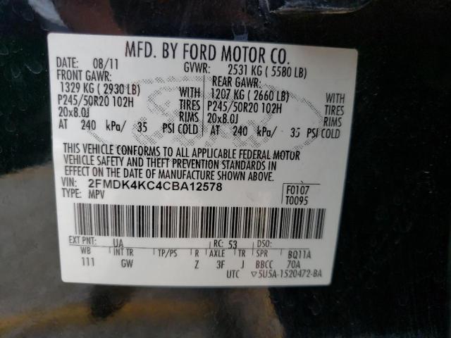 Photo 10 from auction – 2012 FORD EDGE LIMIT with VIN 2FMDK4KC4CBA12578
