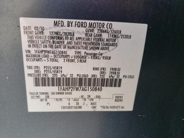 Zdjęcie 10 z aukcji – 2010 FORD TAURUS LIM z VIN 1FAHP2FW7AG150840