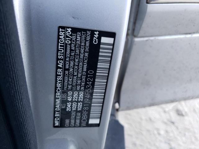 Photo 10 from auction – 2004 MERCEDES-BENZ C-CLASS with VIN WDBRF81J94F534210