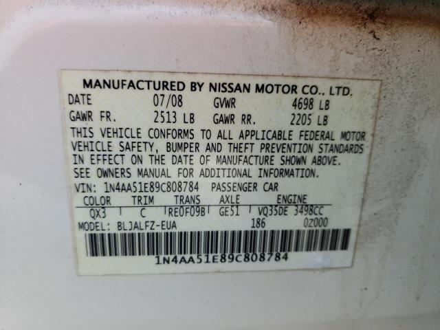 Photo 10 from auction – 2009 NISSAN MAXIMA S with VIN 1N4AA51E89C808784