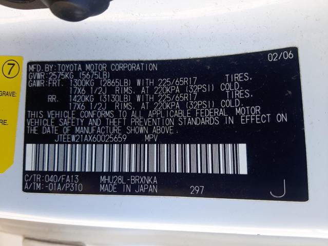 Photo 10 from auction – 2006 TOYOTA HIGHLANDER with VIN JTEEW21AX60025659
