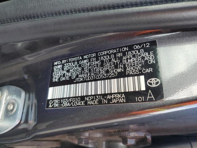 Photo 10 from auction – 2012 TOYOTA YARIS with VIN JTDKTUD31CD537257