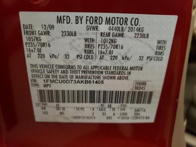 Photo 10 from auction – 2010 FORD ESCAPE XLT with VIN 1FMCU0D73AKB61406