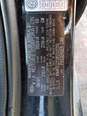 Photo 10 from auction – 2008 KIA SPECTRA EX with VIN KNAFE121585501310