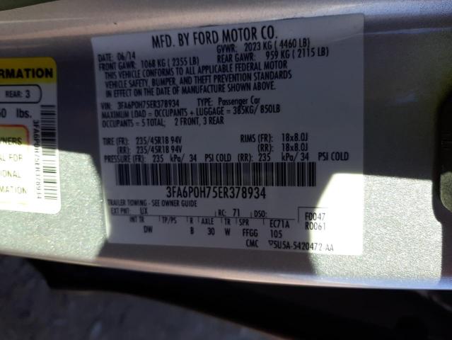 Photo 10 from auction – 2014 FORD FUSION SE with VIN 3FA6P0H75ER378934