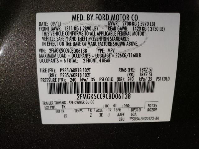 Photo 10 from auction – 2012 FORD FLEX SEL with VIN 2FMGK5CC9CBD06138