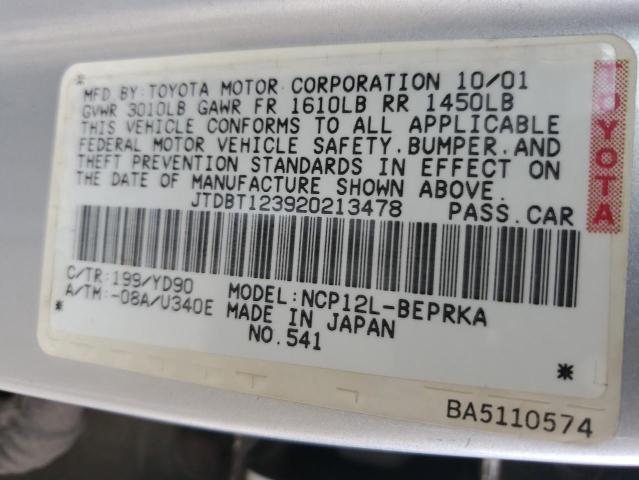 Photo 10 from auction – 2002 TOYOTA ECHO with VIN JTDBT123920213478