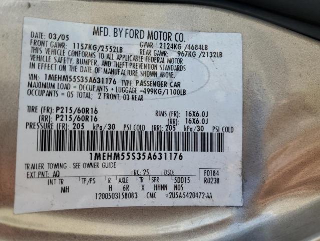 Photo 10 from auction – 2005 MERCURY SABLE with VIN 1MEHM55S35A631176