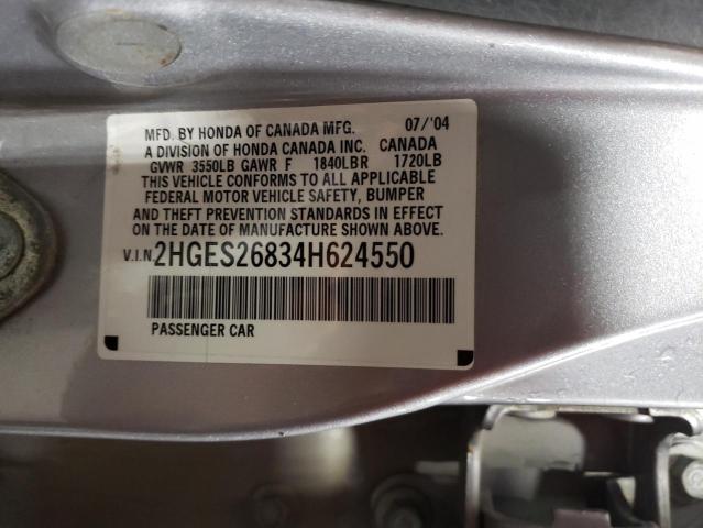 Photo 10 from auction – 2004 HONDA CIVIC EX with VIN 2HGES26834H624550