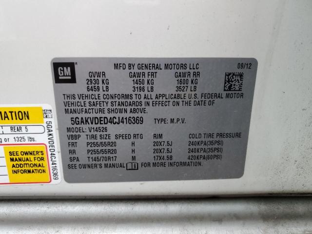 Photo 10 from auction – 2012 BUICK ENCLAVE with VIN 5GAKVDED4CJ416369