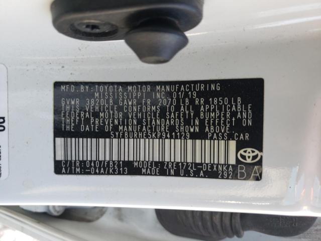 Photo 10 from auction – 2019 TOYOTA COROLLA L with VIN 5YFBURHE5KP941129