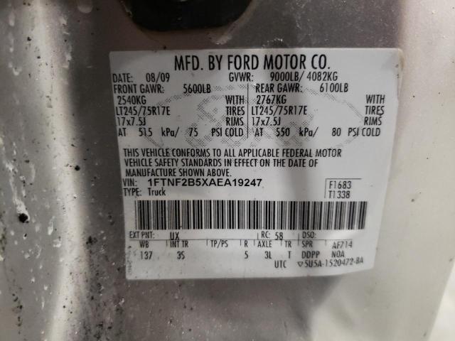 Photo 10 from auction – 2010 FORD F250 SUPER with VIN 1FTNF2B5XAEA19247