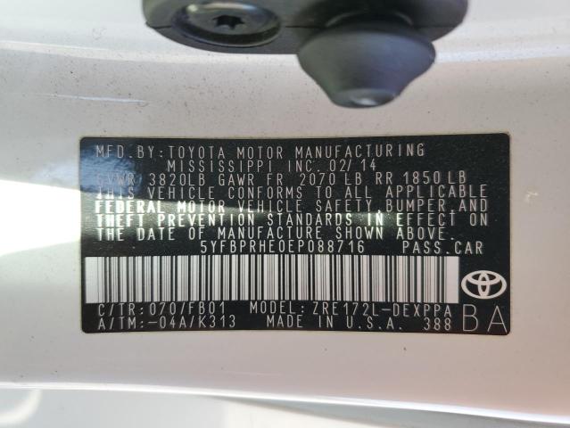 Photo 10 from auction – 2014 TOYOTA COROLLA EC with VIN 5YFBPRHE0EP088716