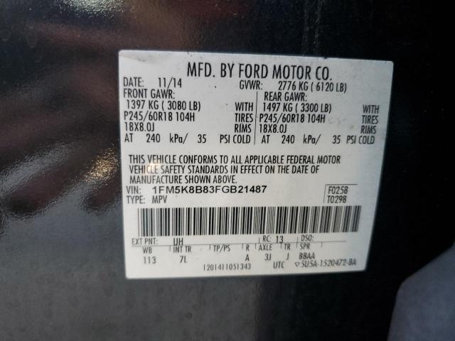 Photo 10 from auction – 2015 FORD EXPLORER with VIN 1FM5K8B83FGB21487