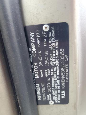 Photo 10 from auction – 2002 HYUNDAI ELANTRA GL with VIN KMHDN45D82U333155