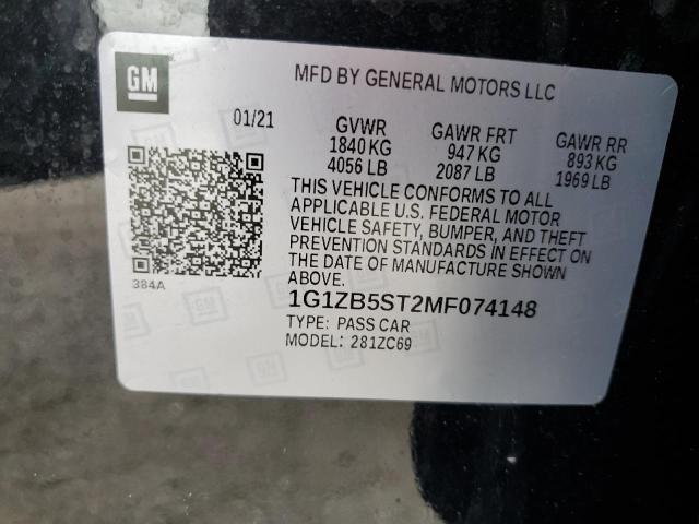 Photo 10 from auction – 2021 CHEVROLET MALIBU LS with VIN 1G1ZB5ST2MF074148