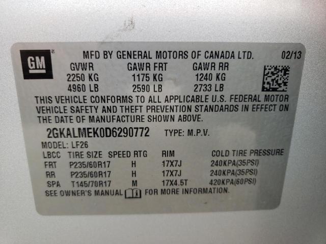 Foto 10 de la subasta – 2013 GMC TERRAIN SL con VIN 2GKALMEK0D6290772