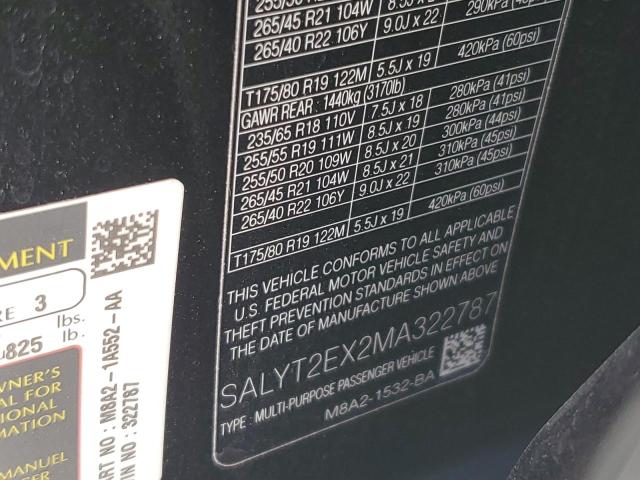 Photo 10 from auction – 2021 LAND ROVER RANGE ROVE with VIN SALYT2EX2MA322787