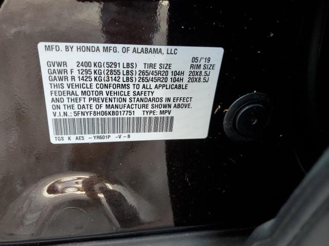 Photo 10 from auction – 2019 HONDA PASSPORT E with VIN 5FNYF8H06KB017751