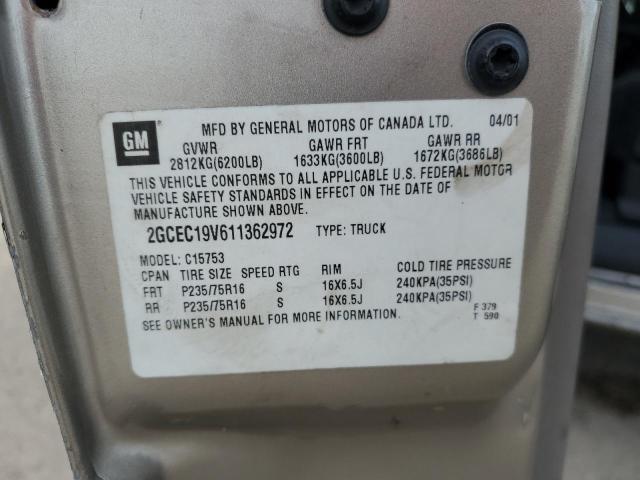 Photo 10 from auction – 2001 CHEVROLET SILVERADO with VIN 2GCEC19V611362972