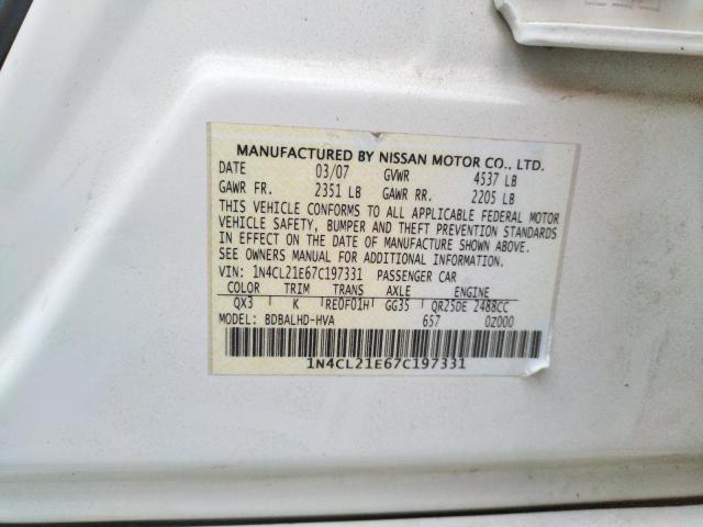 Photo 10 from auction – 2007 NISSAN ALTIMA HYB with VIN 1N4CL21E67C197331