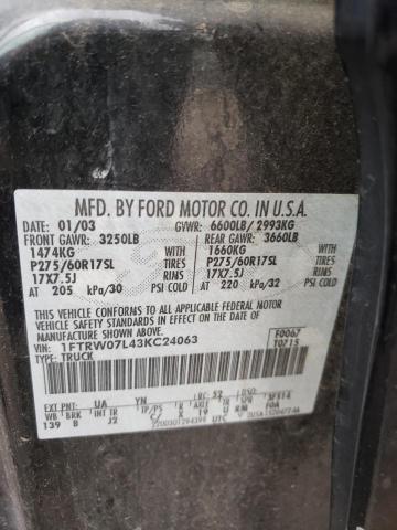 Photo 10 from auction – 2003 FORD F150 SUPER with VIN 1FTRW07L43KC24063