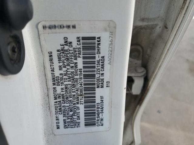 Foto 10 de la subasta – 2004 TOYOTA COROLLA MA con VIN 2T1LR38E34C181546