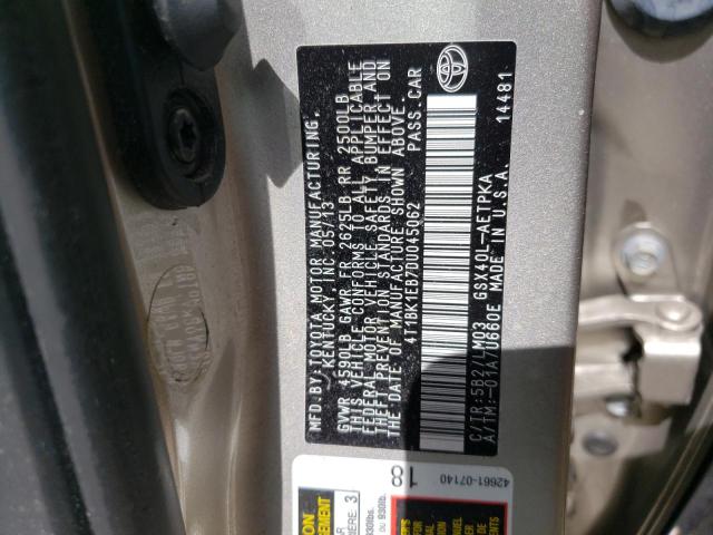 Photo 10 from auction – 2013 TOYOTA AVALON BAS with VIN 4T1BK1EB7DU045062