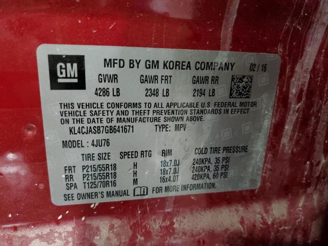 Photo 10 from auction – 2016 BUICK ENCORE with VIN KL4CJASB7GB641671