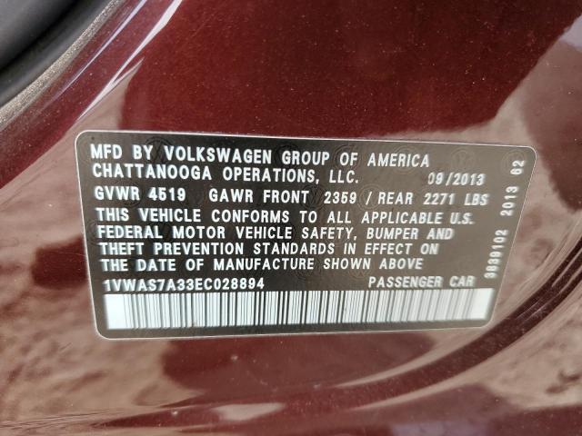 Photo 10 from auction – 2014 VOLKSWAGEN PASSAT S with VIN 1VWAS7A33EC028894