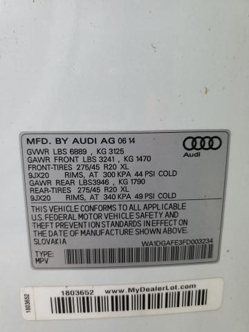 Photo 10 from auction – 2015 AUDI Q7 PRESTIG with VIN WA1DGAFE3FD003234