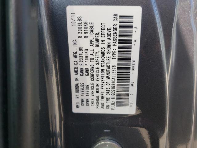 Photo 10 from auction – 2012 HONDA ACCORD LX with VIN 1HGCS1B33CA003575