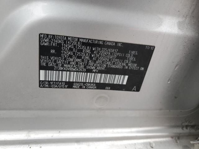 Photo 10 from auction – 2011 TOYOTA RAV4 with VIN 2T3BK4DV8BW042639