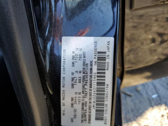 Photo 10 from auction – 2003 MAZDA PROTEGE DX with VIN JM1BJ226X31115903