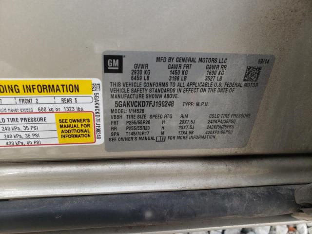 Photo 10 from auction – 2015 BUICK ENCLAVE with VIN 5GAKVCKD7FJ190248