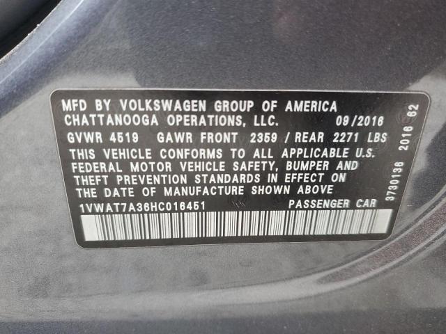 Photo 10 from auction – 2017 VOLKSWAGEN PASSAT S with VIN 1VWAT7A36HC016451