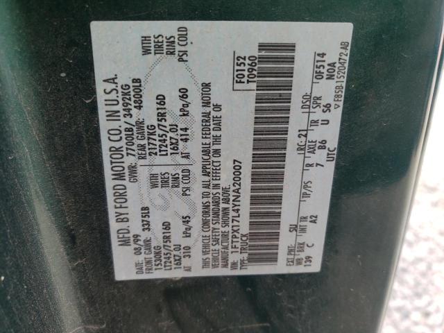 Photo 10 from auction – 2000 FORD F150 with VIN 1FTPX17L4YNA20007