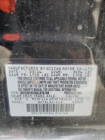 Photo 10 from auction – 2016 NISSAN VERSA S with VIN 3N1CN7AP8GL876768