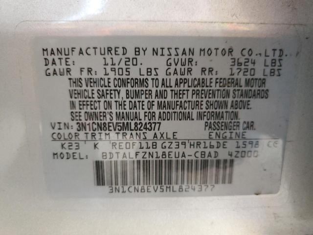 Photo 10 from auction – 2021 NISSAN VERSA SV with VIN 3N1CN8EV5ML824377