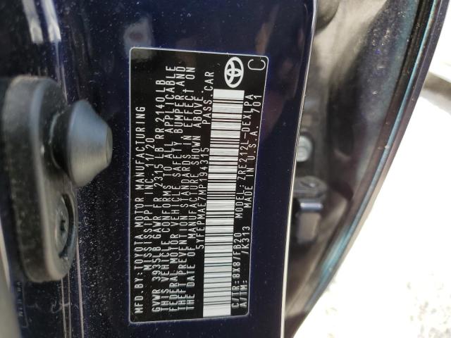 Photo 10 from auction – 2021 TOYOTA COROLLA LE with VIN 5YFEPMAE7MP194315
