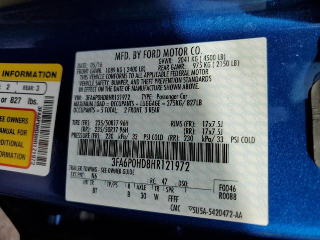Photo 10 from auction – 2017 FORD FUSION SE with VIN 3FA6P0HD8HR121972