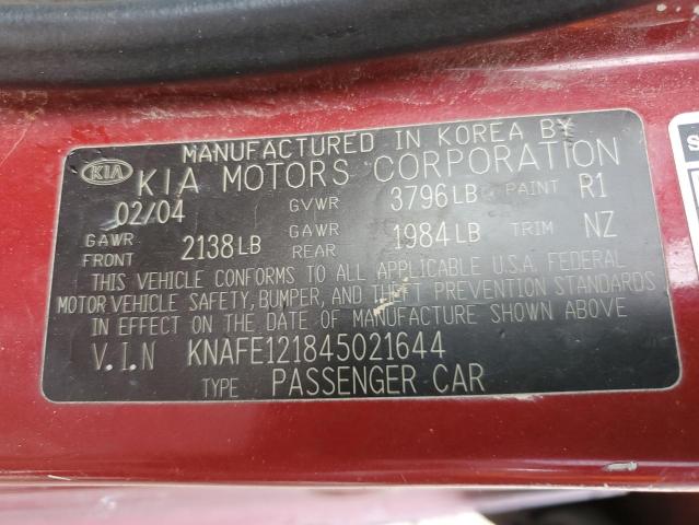 Photo 10 from auction – 2004 KIA SPECTRA LX with VIN KNAFE121845021644